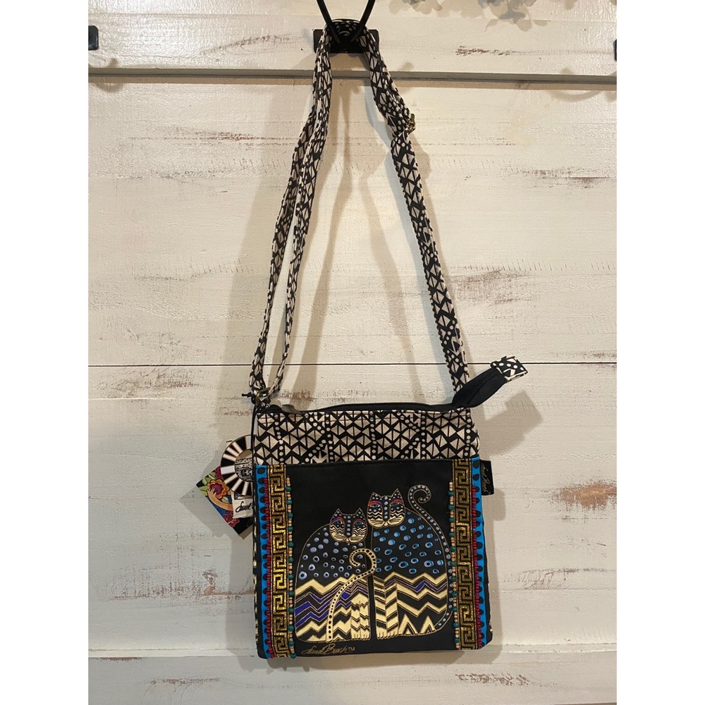 Laurel Burch Cat Zipper Top Crossbody Bag Purse Tote / Shoulder Bag Purse (NWT)